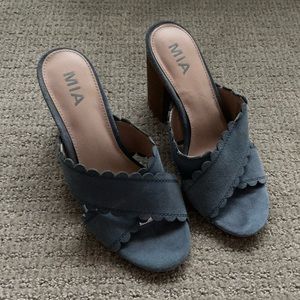 MIA Blue Suede Mule Heels 8.5